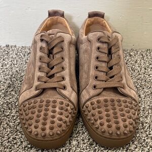 Christian Louboutin Tan Spiked Sneakers